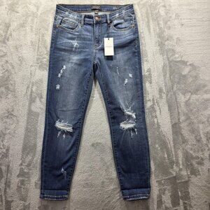 Judy Blue Jeans Womens 11/30 Blue Denim Relaxed Fit Distressed Stretch JB8271DK